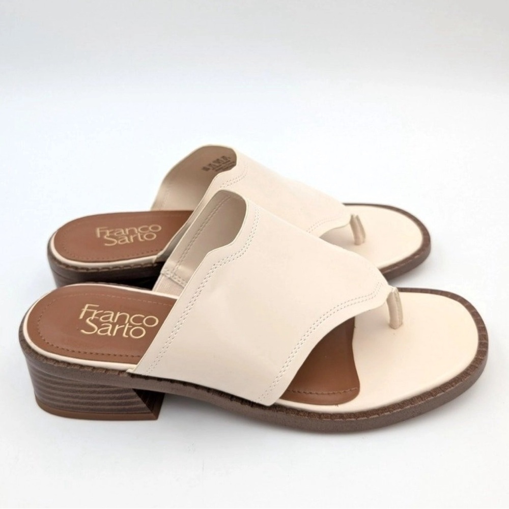 Franco Sarto Simona Stacked Heel Sandals Slip-On Vainilla.
Size US 10M - Picture 3 of 7